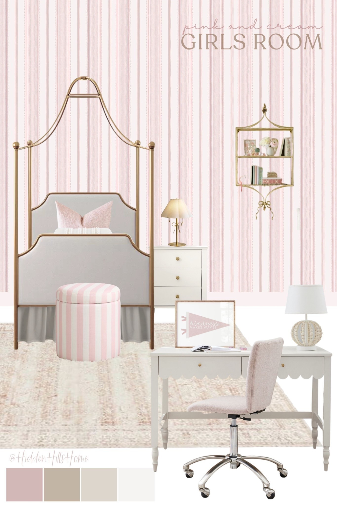 Cute girls room decor mood board, girls bedroom design, girls room ideas, pink girls room, nightstands, desk, bedroom rug #girlsroom

#LTKHome #LTKSaleAlert #LTKKids