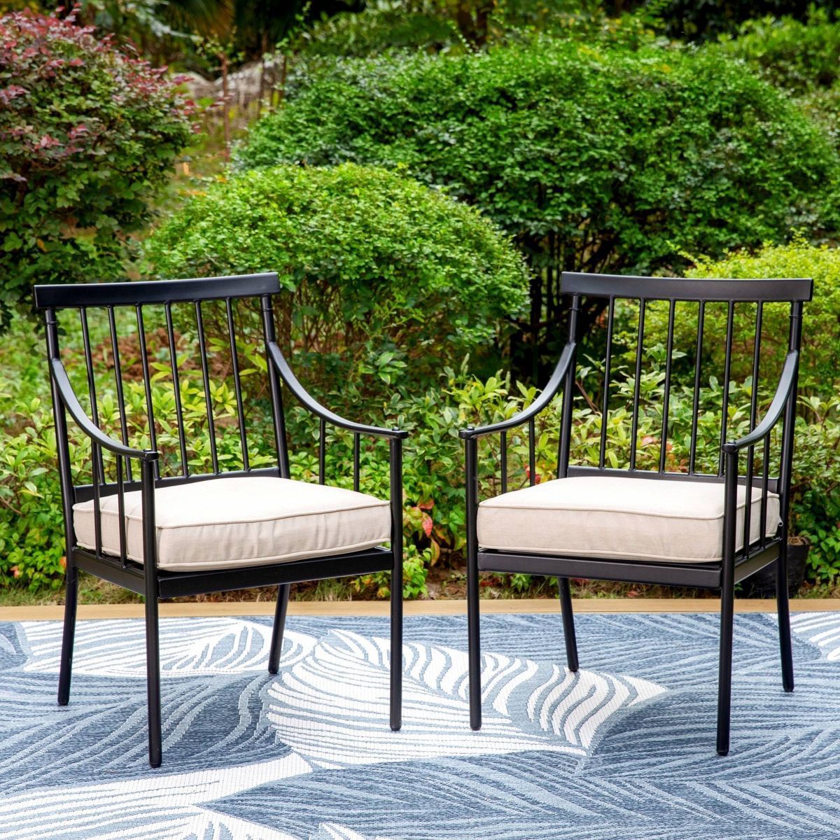 2pk Outdoor Steel Arm Chairs with Cushions - Captiva Designs | Target