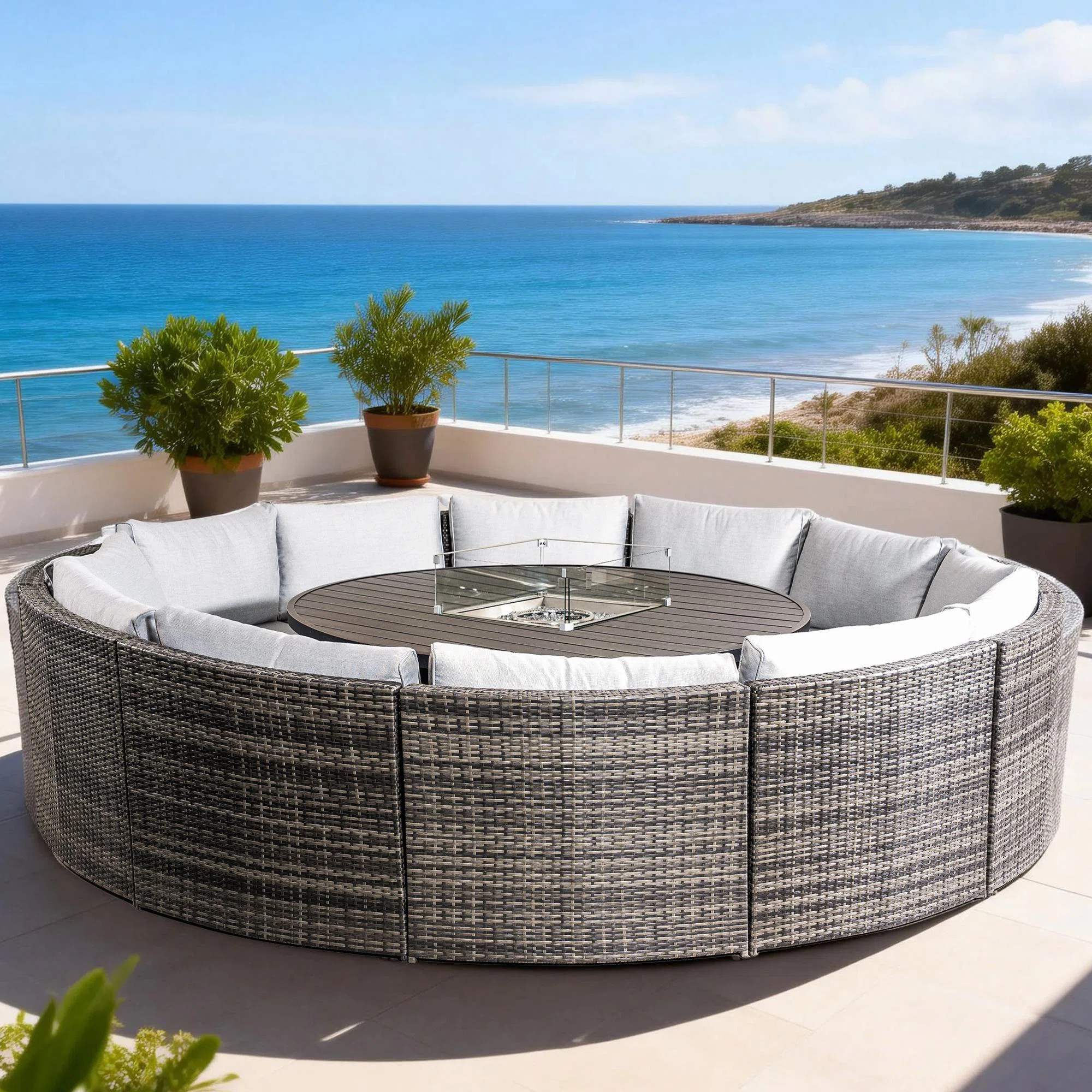 Cecile Wicker/Rattan 12 - Person Seating Group With Cushions | Wayfair North America