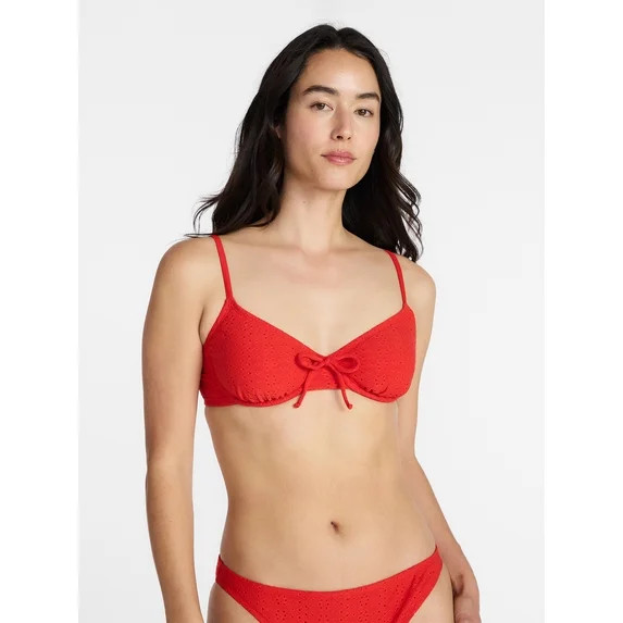 Time and Tru Women’s and Women's Plus Underwire Eyelet Bikini Top, Sizes XS-3X | Walmart (US)