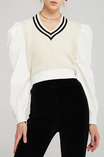 Jessica Sweater Vest Combo Shirt | Storets (Global)