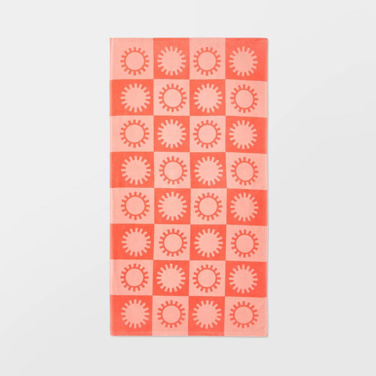 Checkered Sun Beach Towel Coral - Sun Squad™ | Target
