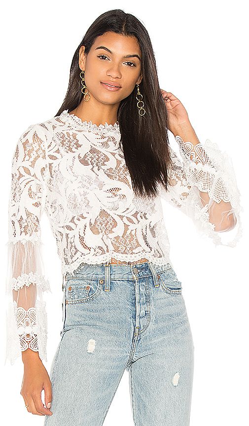 LIONESS Chancellor Lace Top in White. - size L (also in M,S,XS) | Revolve Clothing