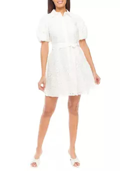 Women's Puff Sleeve Eyelet Shirtdress | Belk