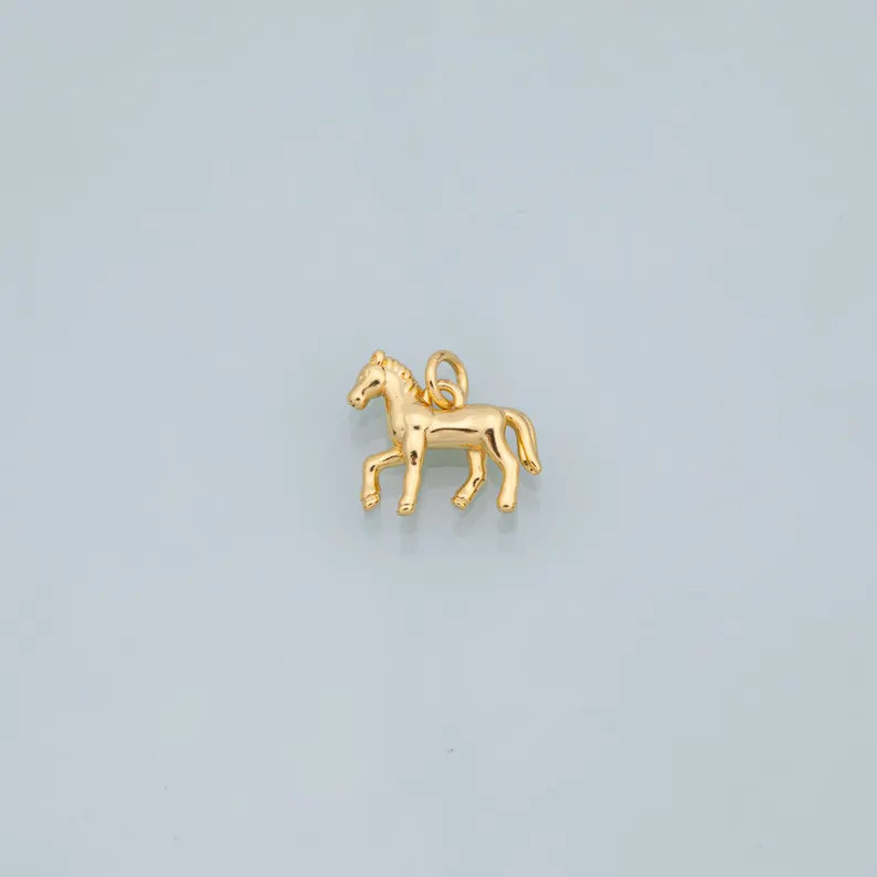 Horse Charm 18k Gold Filled Charm for Charm Bar Bracelets and Necklaces Silver Pave CZ Minimalist... | Etsy (US)