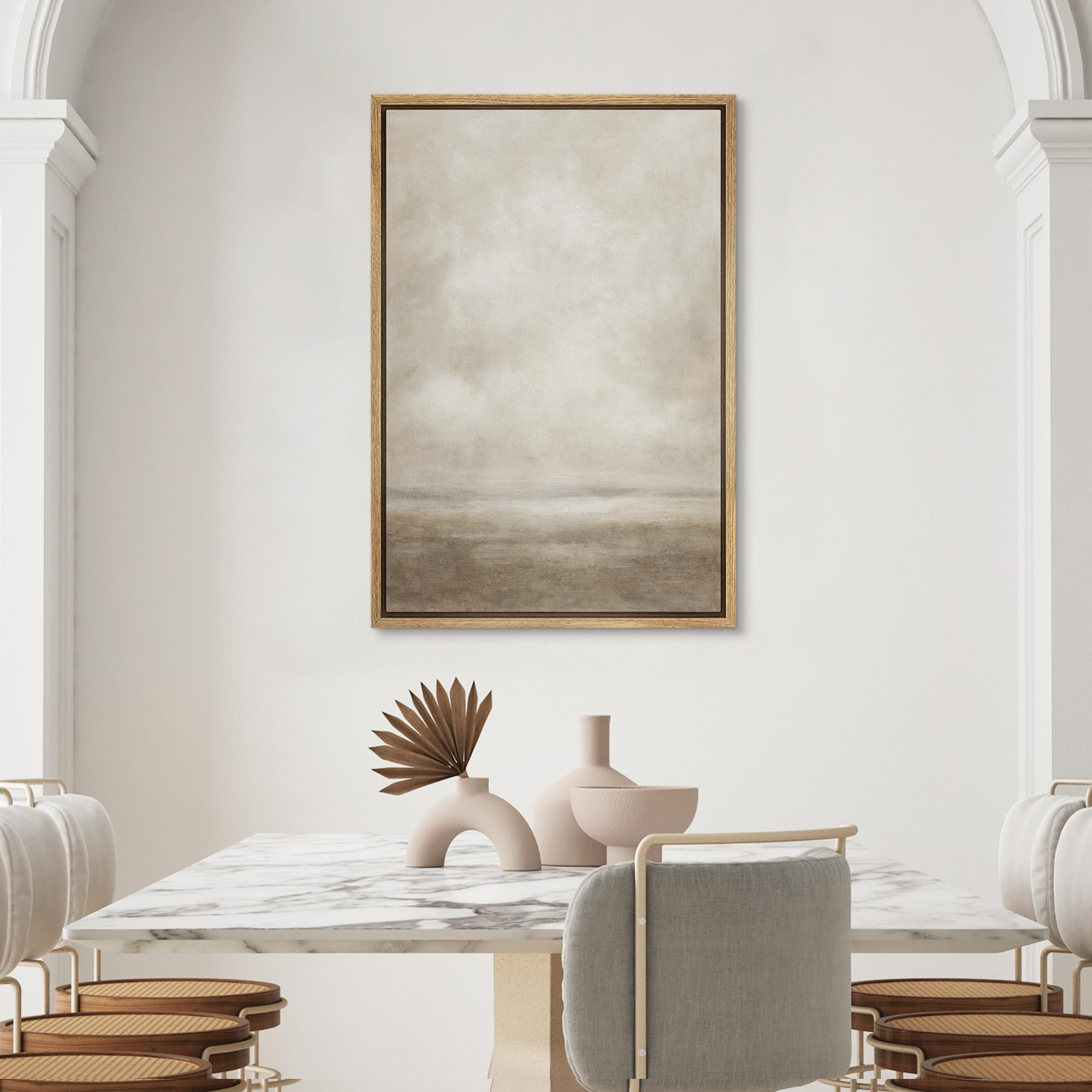 SIGNWIN Framed Canvas Print Wall Art Beige Cloud Abstract Illustrations Minimalism Decorative for... | Amazon (US)