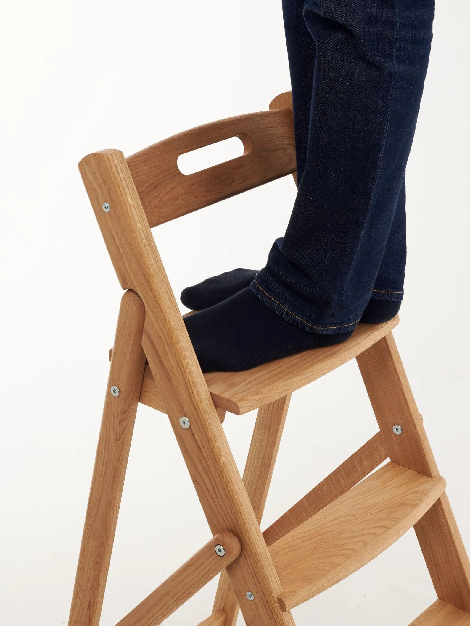 Handmade Solid Oak Folding Ladder | Compact Wooden Step Stool for Kitchen or Home Décor | Etsy (US)