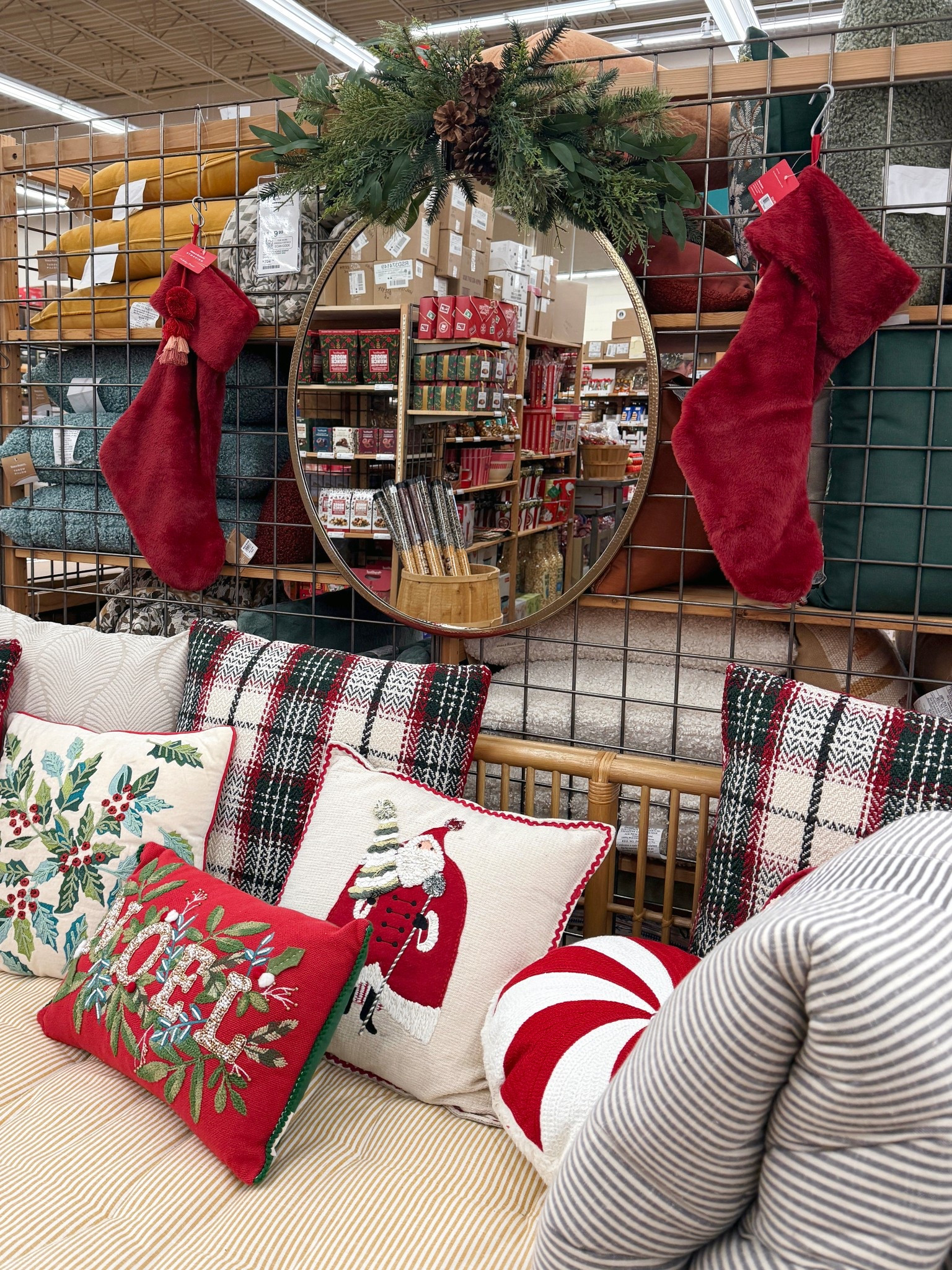 Bringing the holiday cheer home with World Market! 🎅🏻🎄✨ Cozy textures, festive throw pillows, and cheerful accents come together to create a space that feels joyful and inviting. That garland-draped mirror moment instantly sets the tone for the season!🌿❤️ Everything is linked to make decorating effortless and full of Christmas spirit! ☺️ #WorldMarket #HolidayDecor #ChristmasDecor 

#LTKGiftGuide #LTKHoliday #LTKHome