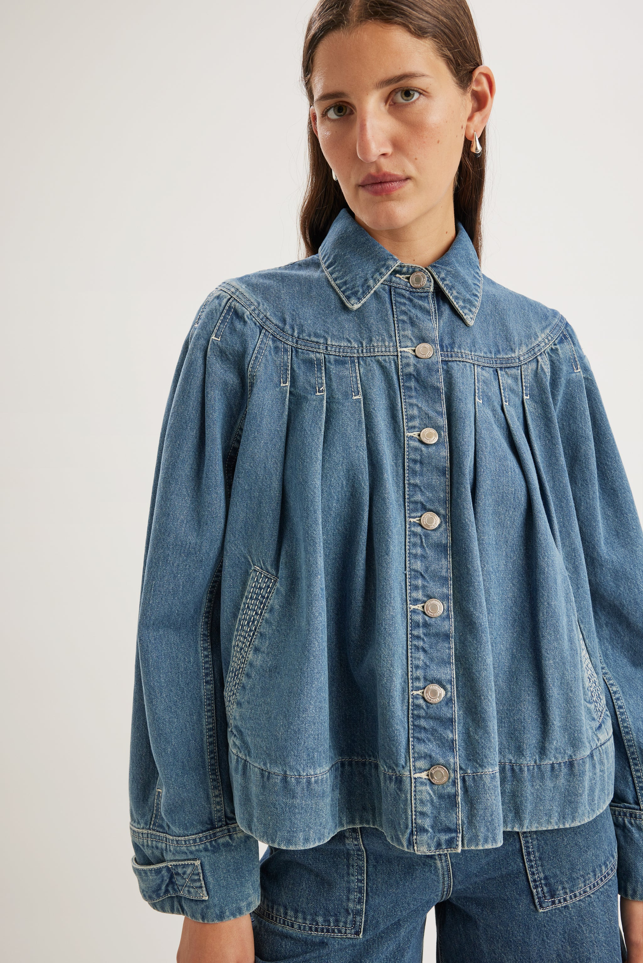 Easton Denim Jacket in Mid-Blue Wash | Merlette NYC