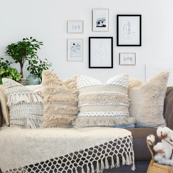 Boho Pillows Set of 4  Cushion Covers Boho Bed Cushions Set | Etsy Australia | Etsy (AU)