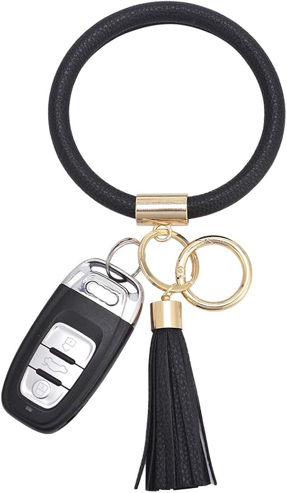 Coolcos Key Ring Bracelet Wristlet Keychain Bangle Keyring - Portable Leather Tassel Bracelet Key... | Amazon (US)