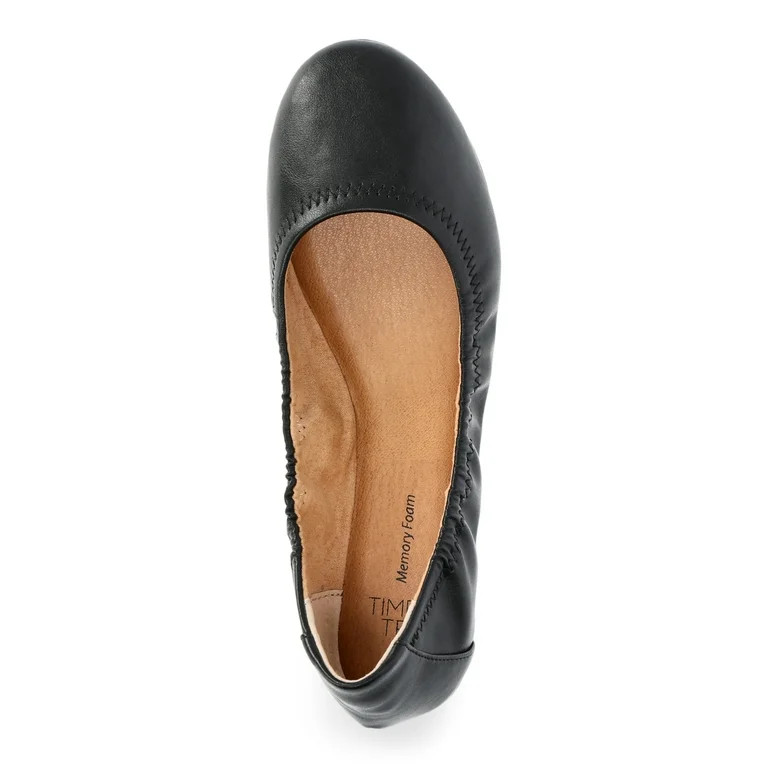 Time and Tru Women's Scrunch Ballet Flats, Wide Width Available | Walmart (US)