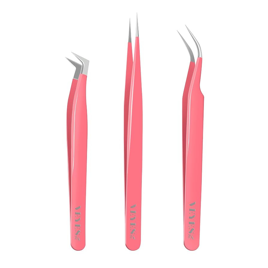 VEYES INC Lash Tweezers for Eyelash Extensions,High Precision Tweezers Kit Contains Isolation,Cur... | Amazon (US)