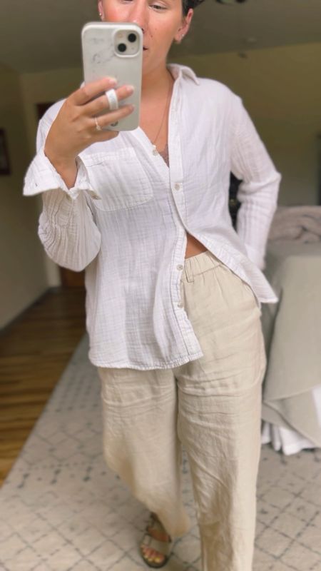 My pants are the sand color in size xs from quince. I also linked some similar ones from old navy. My button up is a few years old so I linked similar ones!

#LTKStyleTip #LTKFindsUnder50 #LTKSeasonal