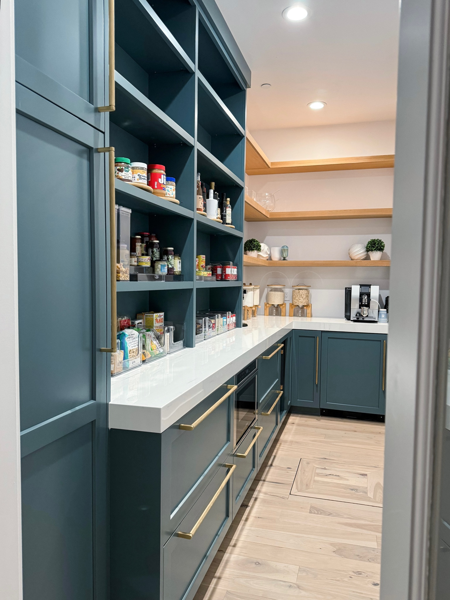 This is easily of my very favorite pantry projects I have ever worked on! This pantry is so beautiful as is that I chose mostly clear containment to let the paint, floating shelves and gold hardware be the focal point. All is linked here!

#LTKstyletip #LTKfamily #LTKhome
