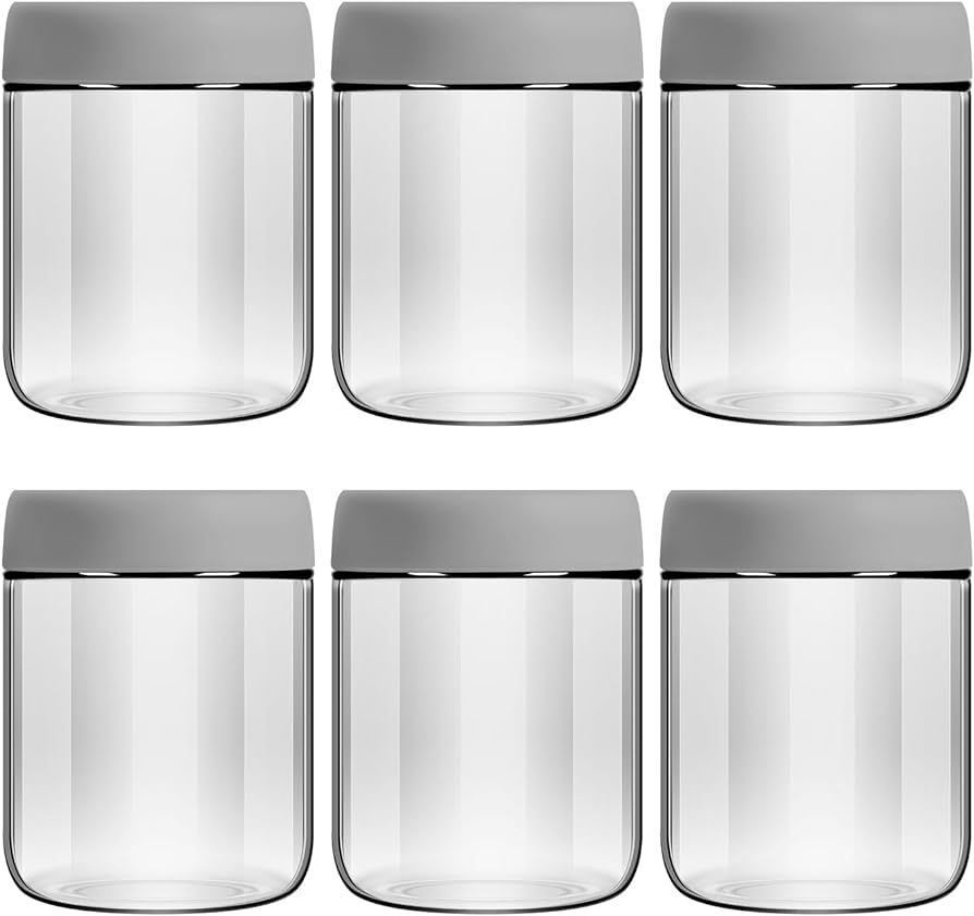 6-pack 16oz white glass jar with screw lid for overnight oats condiment salad dressing sauce baby... | Amazon (US)