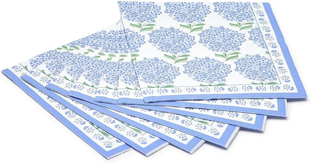 Two's Company Hydrangea 3-Ply Paper Napkins - Elegant Floral Design Cocktail Napkin Set, 20 Pack ... | Amazon (US)