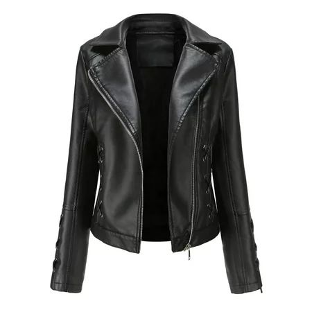 TZNBGO Black Leather Jacket Women Ladies Black Bomber Jacket Motorcycle Jacket Biker Jacket Womens W | Walmart (US)