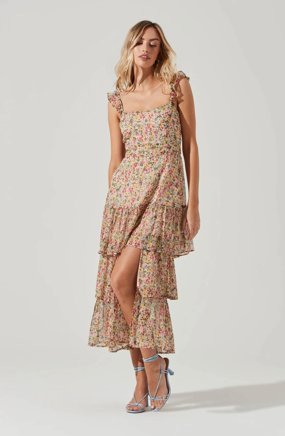 Tie Back Ruffle Floral Maxi Dress | ASTR The Label (US)