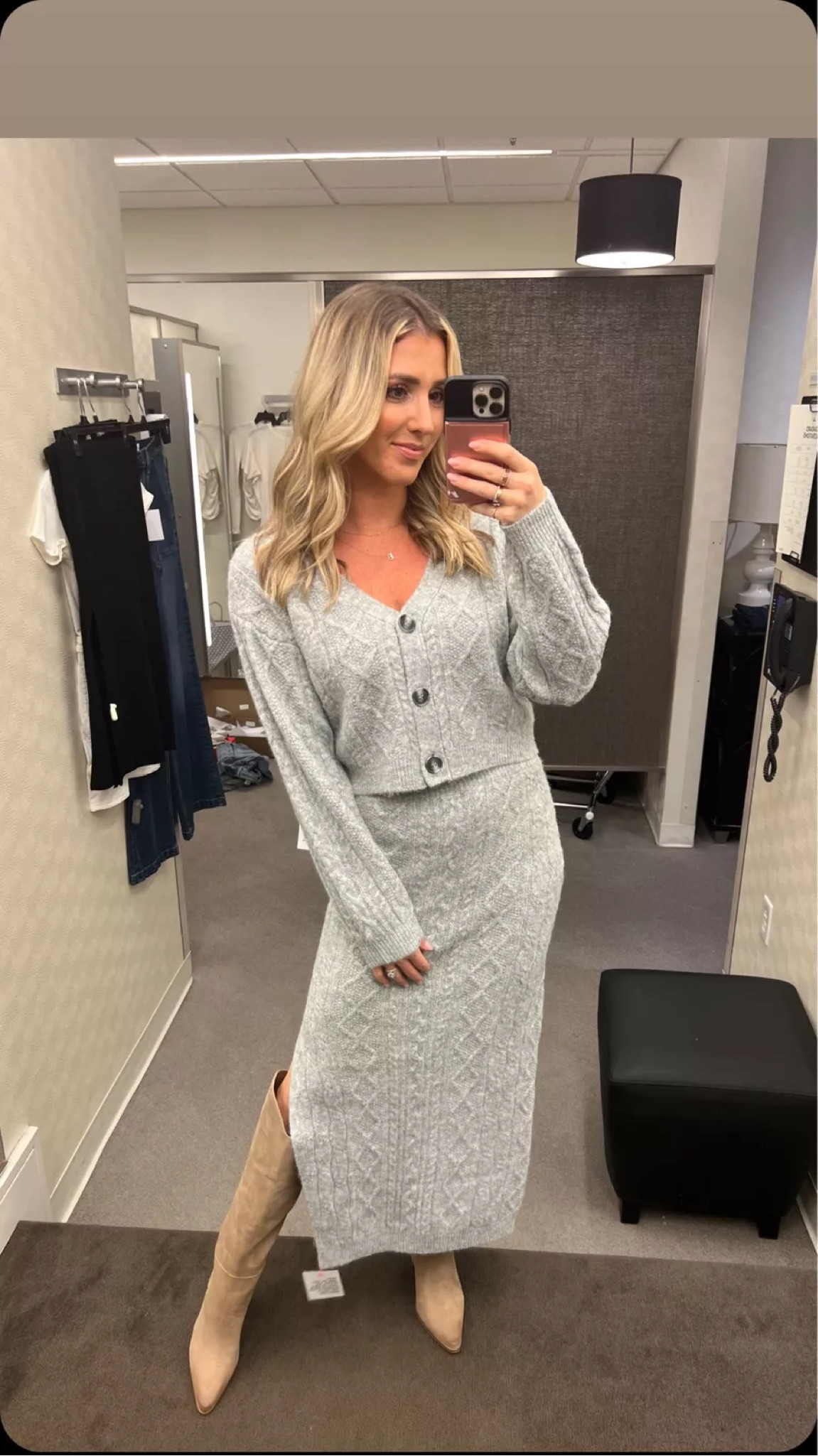 Nordstrom anniversary sale two piece sweater and skirt set run tts. Steve Madden boots also run true to size. Can’t believe they are still stocked!

Fall Outfit
Sweater Skirt
Women’s Boots

#LTKxNSale #LTKSaleAlert #LTKShoeCrush
