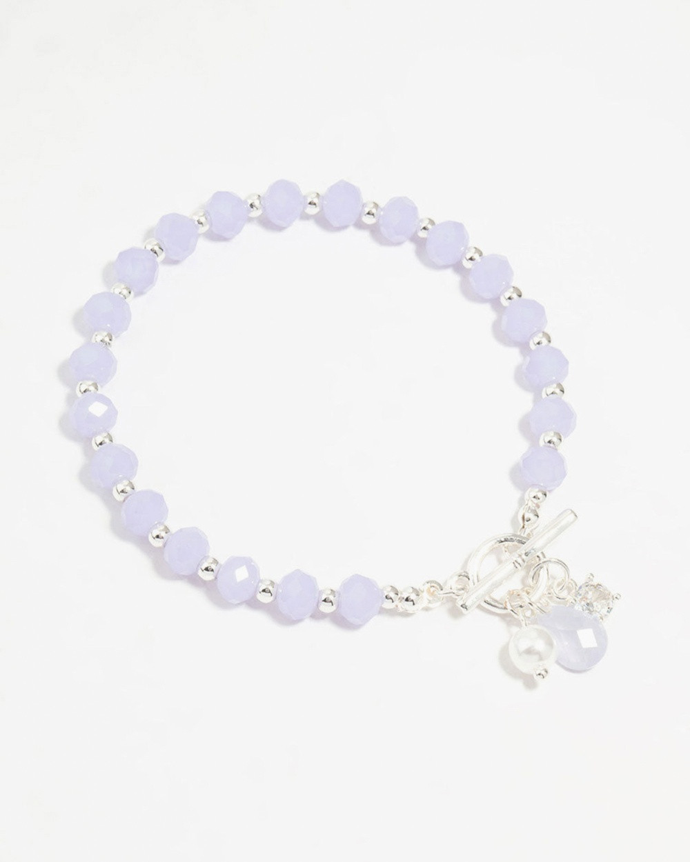 Lovisa - Silver Pearl &amp; Diamante Beaded T&amp;O Bracelet - Jewellery (Purple) Silver Pearl &amp; Diamante Beaded T&amp;O Bracelet | THE ICONIC (AU & NZ)