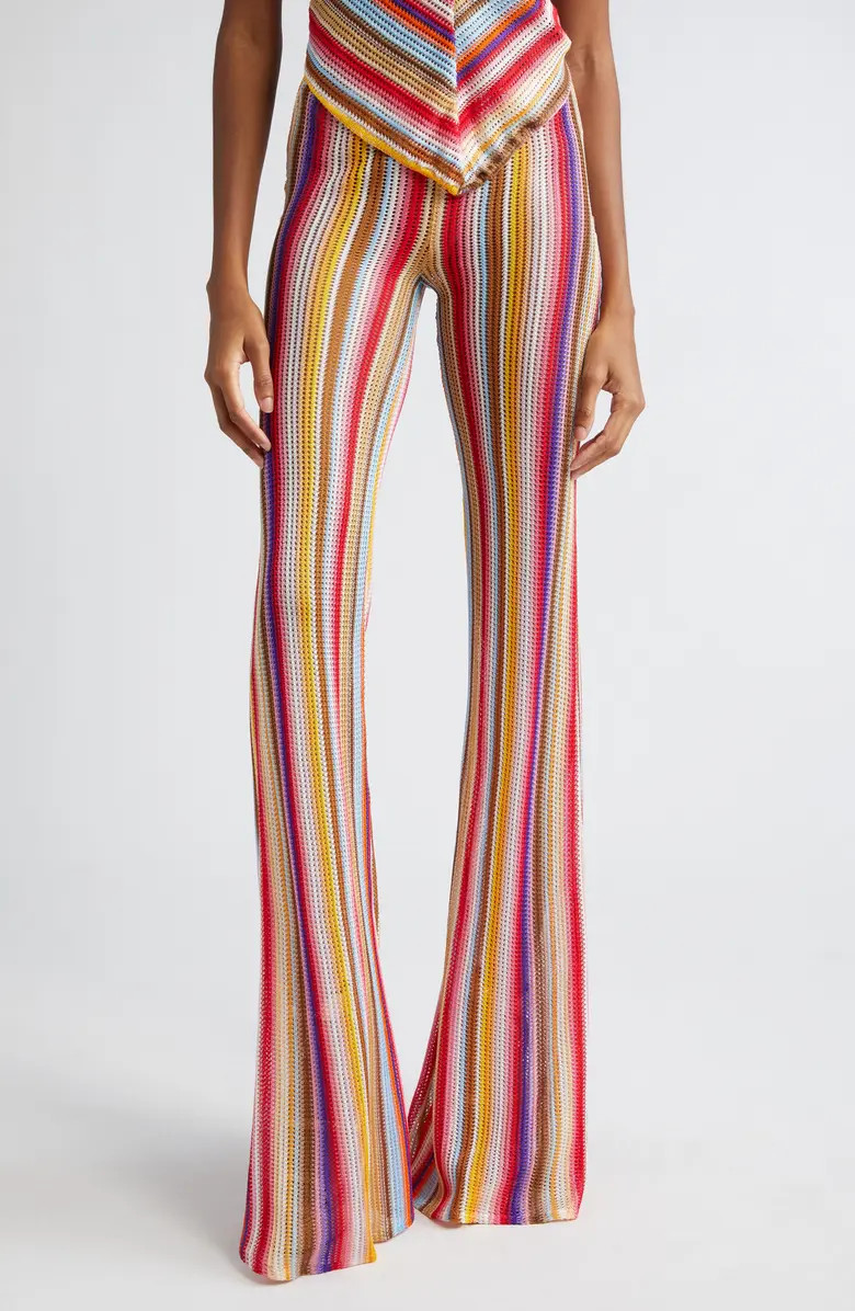 Stripe Knit Flare Leg Pants | Nordstrom