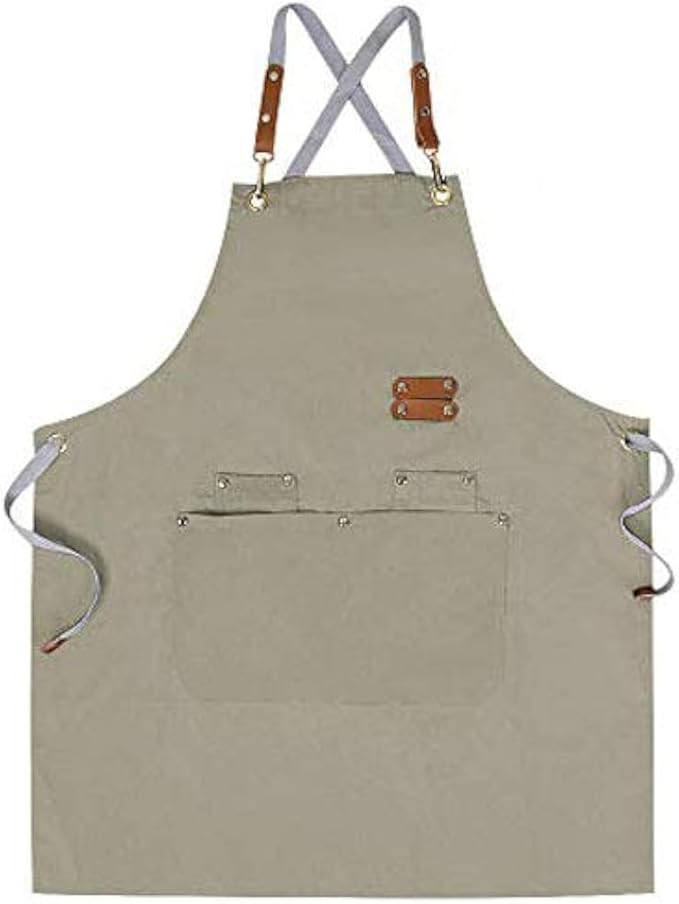 Chef Apron,Cross Back Apron for Men Women with Adjustable Straps and Large Pockets,Canvas,M-XXL (... | Amazon (US)