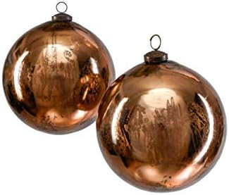Serene Spaces Living Set of 2 Decorative Antique Bronze Mercury Glass Ball Ornament, Hanging Orna... | Amazon (US)