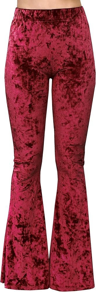 Daisy Del Sol Crushed Velvet High Waisted Comfy Soft Stretch 70s Yoga Loungewear Bell Bottom Flar... | Amazon (US)