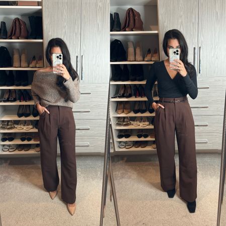 Fall outfits for work / business casual fall work outfits : brown wide leg pants for work 