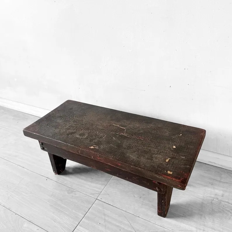 Vintage Rustic Primitive Wooden Low Bench or Stool Country Farmhouse Plant Stand Decor | Etsy (Global)