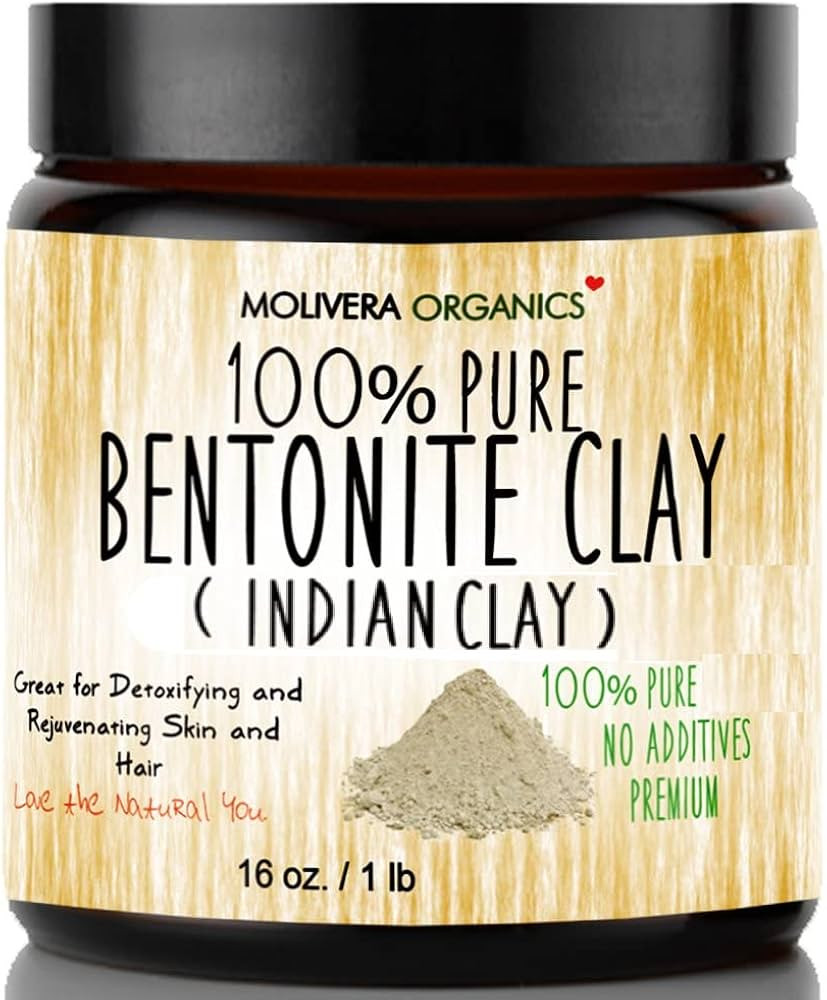Molivera Organics Bentonite Clay for Detoxifying and Rejuvenating Skin and Hair, 16 oz. | Amazon (US)