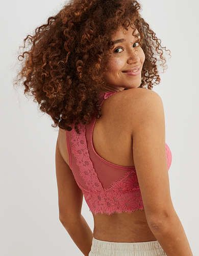 Aerie Happy Lace Padded Racerback Bralette | American Eagle Outfitters (US & CA)