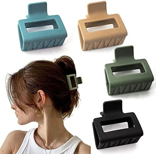 Bmobuo 4 PCS Hair Clips Hair Claw Clips 2" Matte Hair Clips for Thick Hair Square Claw Clips Hair... | Amazon (US)