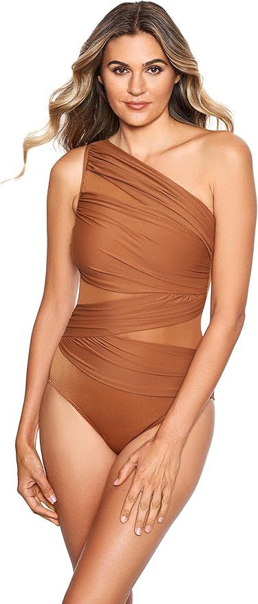 Miraclesuit Women's Slimming Swimwear JENA One Shoulder Tummy Control One Piece Swimsuit Bathing ... | Amazon (US)