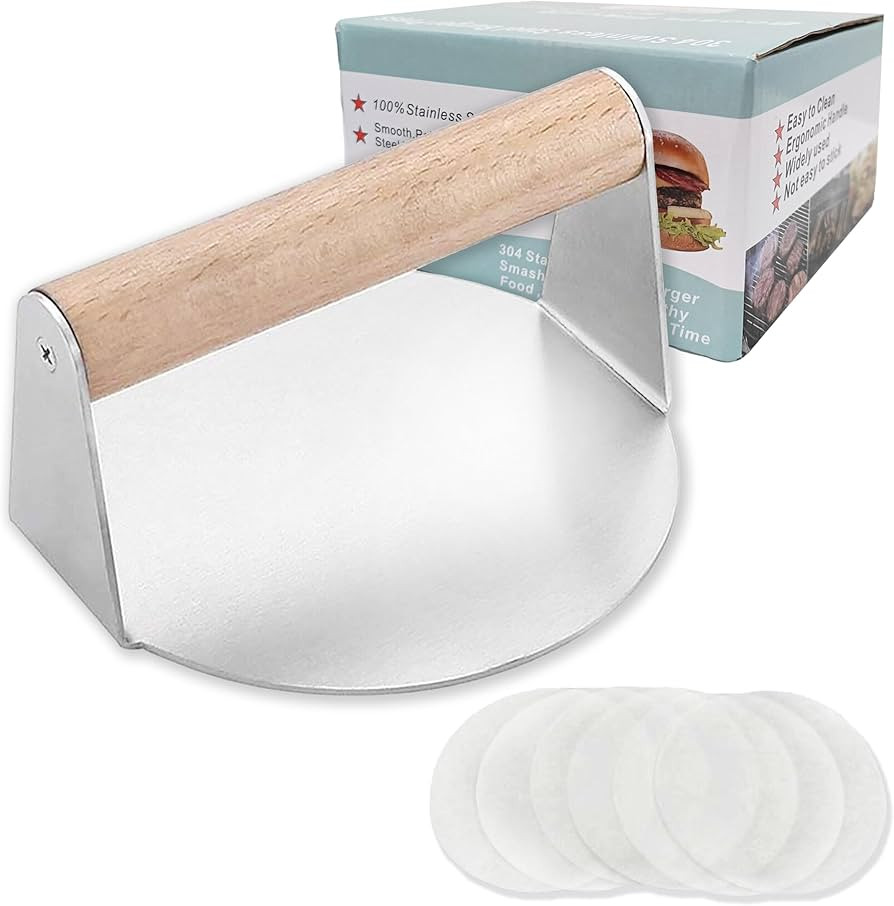 Stainless Steel Smash Burger Press Kit, Hamburger, Bacon, Steak, and Meat Smasher Tool for Blacks... | Amazon (US)