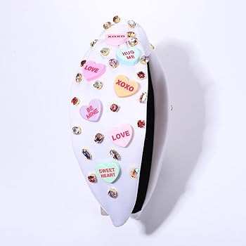 NVENF Valentine’s Day Headband for Women Love Heart Headband Jeweled Crystal Rhinestone Knotted... | Amazon (US)