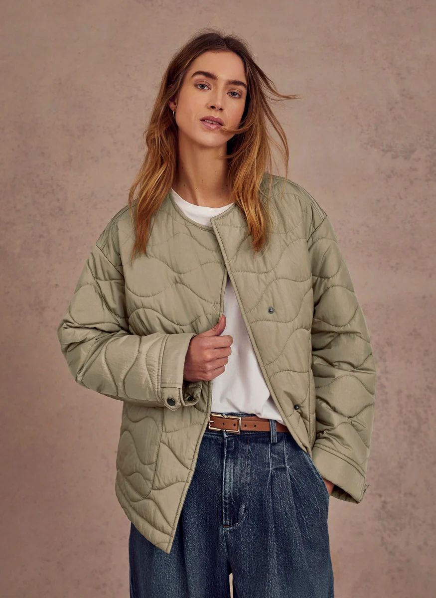 Sage Green Quilted Jacket | Mint Velvet