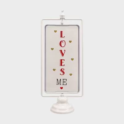 Vertical Rotating Valentine's Day Tabletop 'Loves Me/Loves Me A Lot' Sign - Spritz... | Target