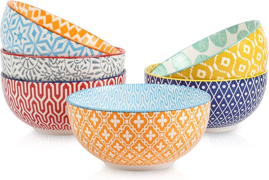 Selamica Ceramic Cereal Bowls Set of 6, 24 Oz Deep Soup Bowls for Kitchen, 5.9 Inch Dessert Bowls... | Amazon (US)