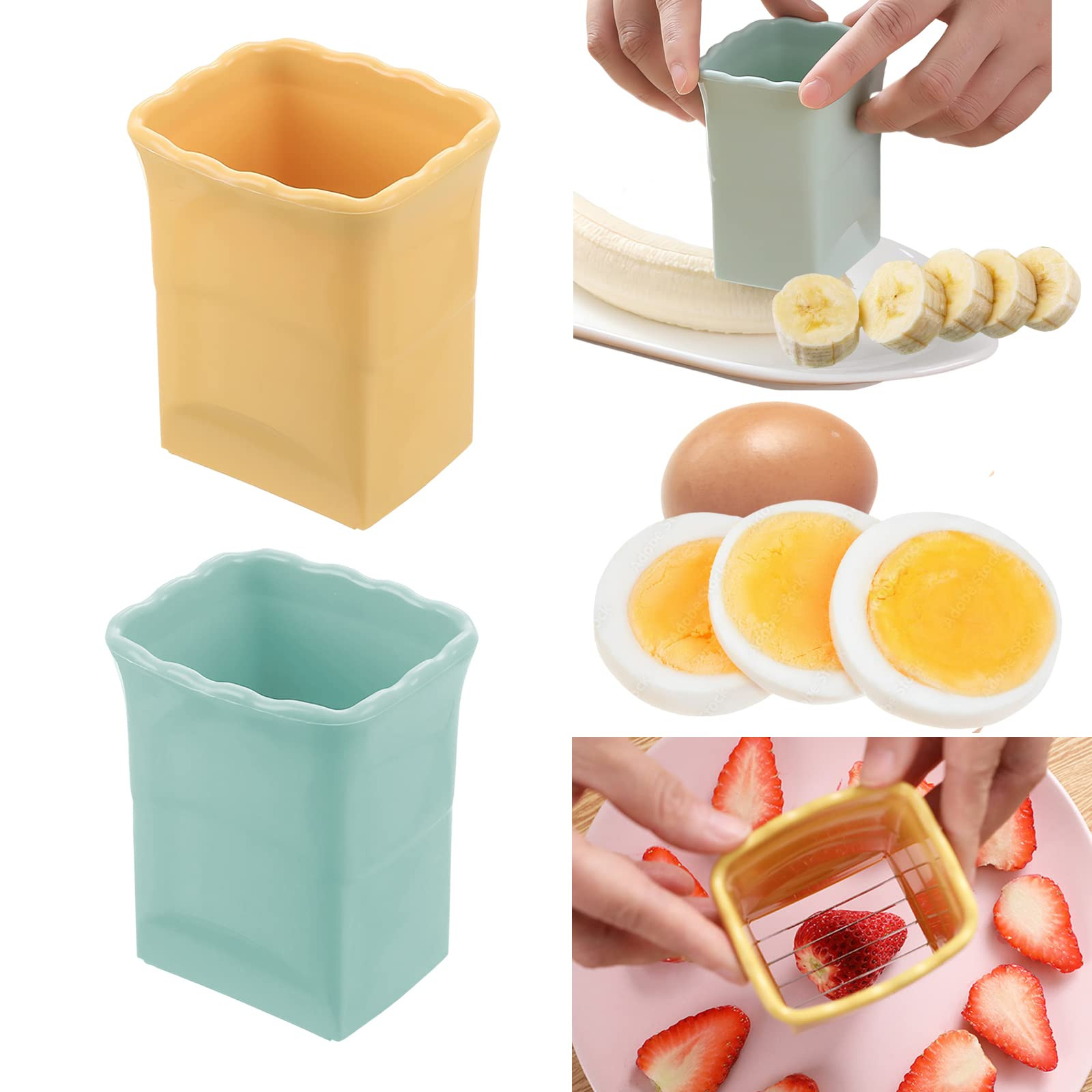 2 Pack Cup Slicers | Egg Slicers | banana slicers | Strawberry Cutter | Quickly Making Fruit Vege... | Amazon (US)