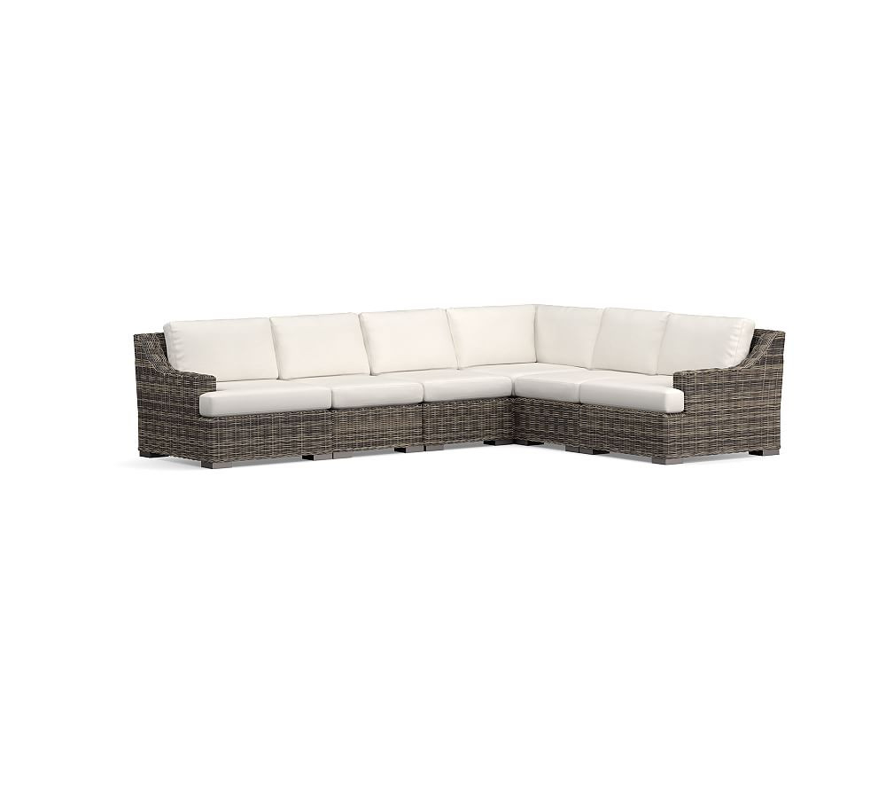Huntington Wicker 6-Piece Slope Arm Outdoor Sectional (128") | Pottery Barn (US)