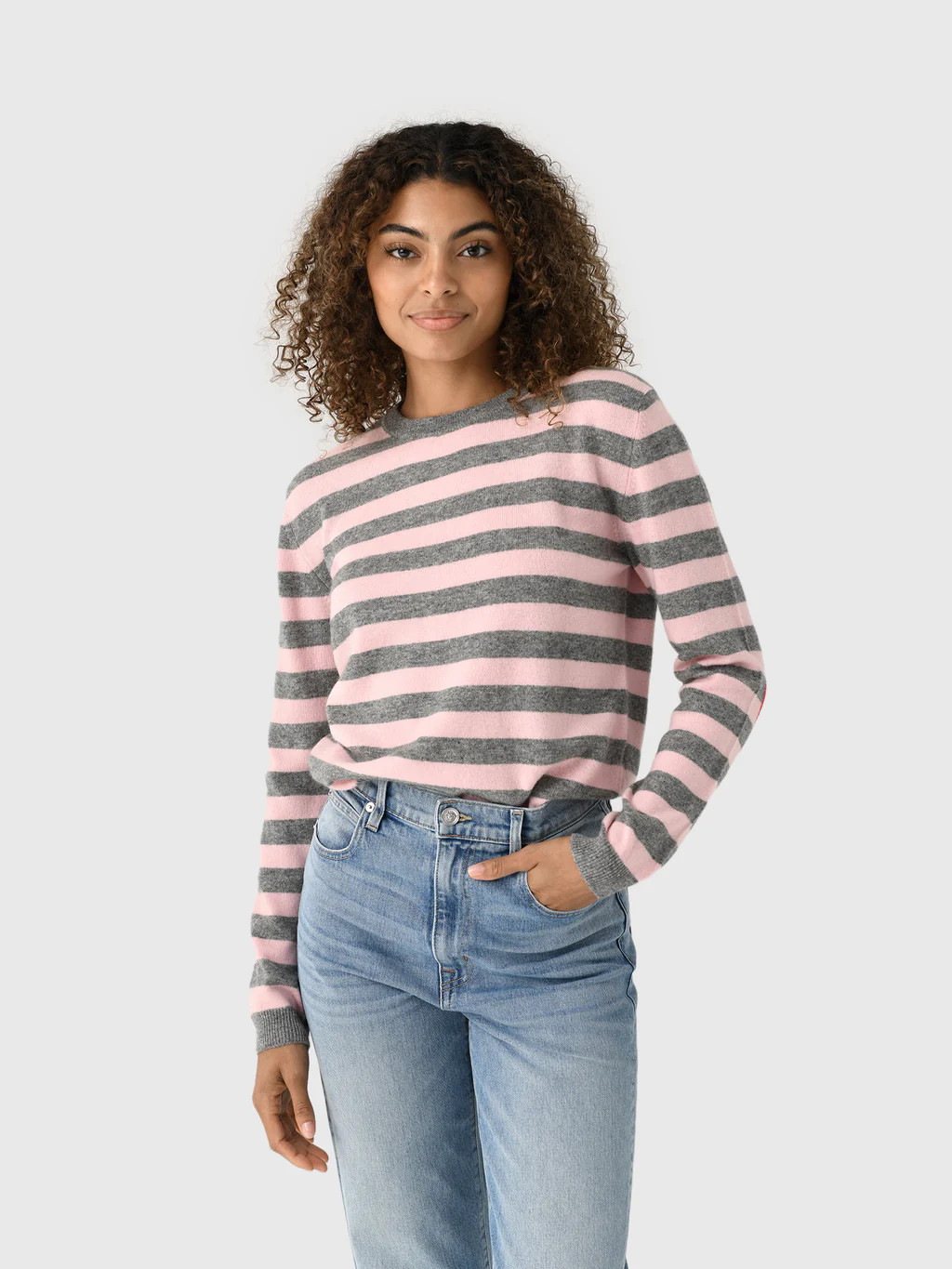 Jumper 1234 Women's Heart Patch Stripe Crew Sweater | Saint Bernard