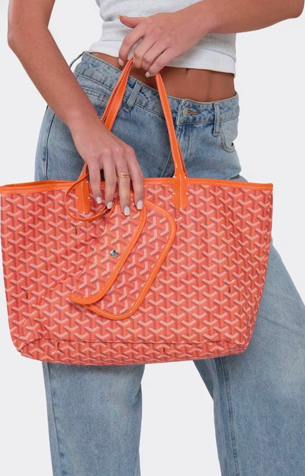 Techno Printed Detail Oversized Shopper Bag In Orange Faux Leather