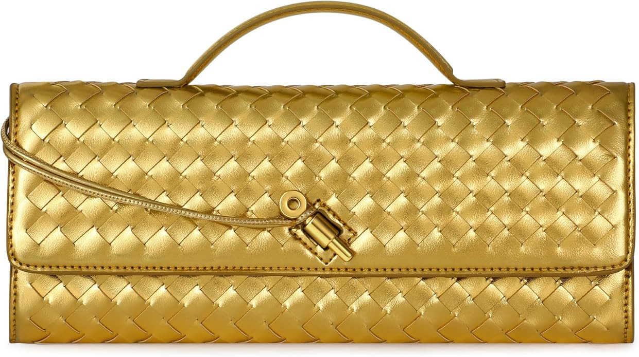 Clutch Purses for Women Woven Handbag Leather Evening Shoulder Bags Ladies Crossbody Bag Satchels | Amazon (US)