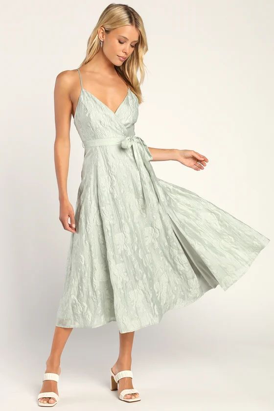 Always the Answer Sage Green Jacquard Midi Dress | Lulus