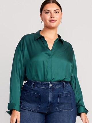 Satin Boyfriend Shirt for Women | Old Navy (US)