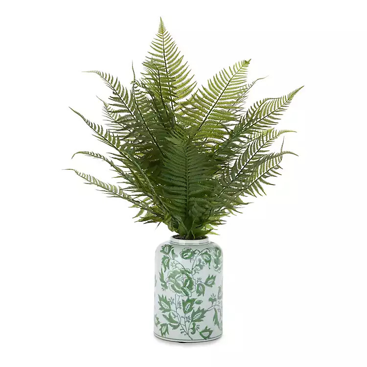 Fern Arrangement in Green Toile Vase | Kirklands