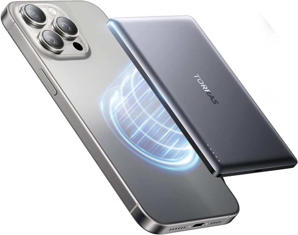 TORRAS MiniMag Power Bank, Ultra Slim 5,000mAh Wireless Portable Charger with USB-C Cable, Fast C... | Amazon (US)