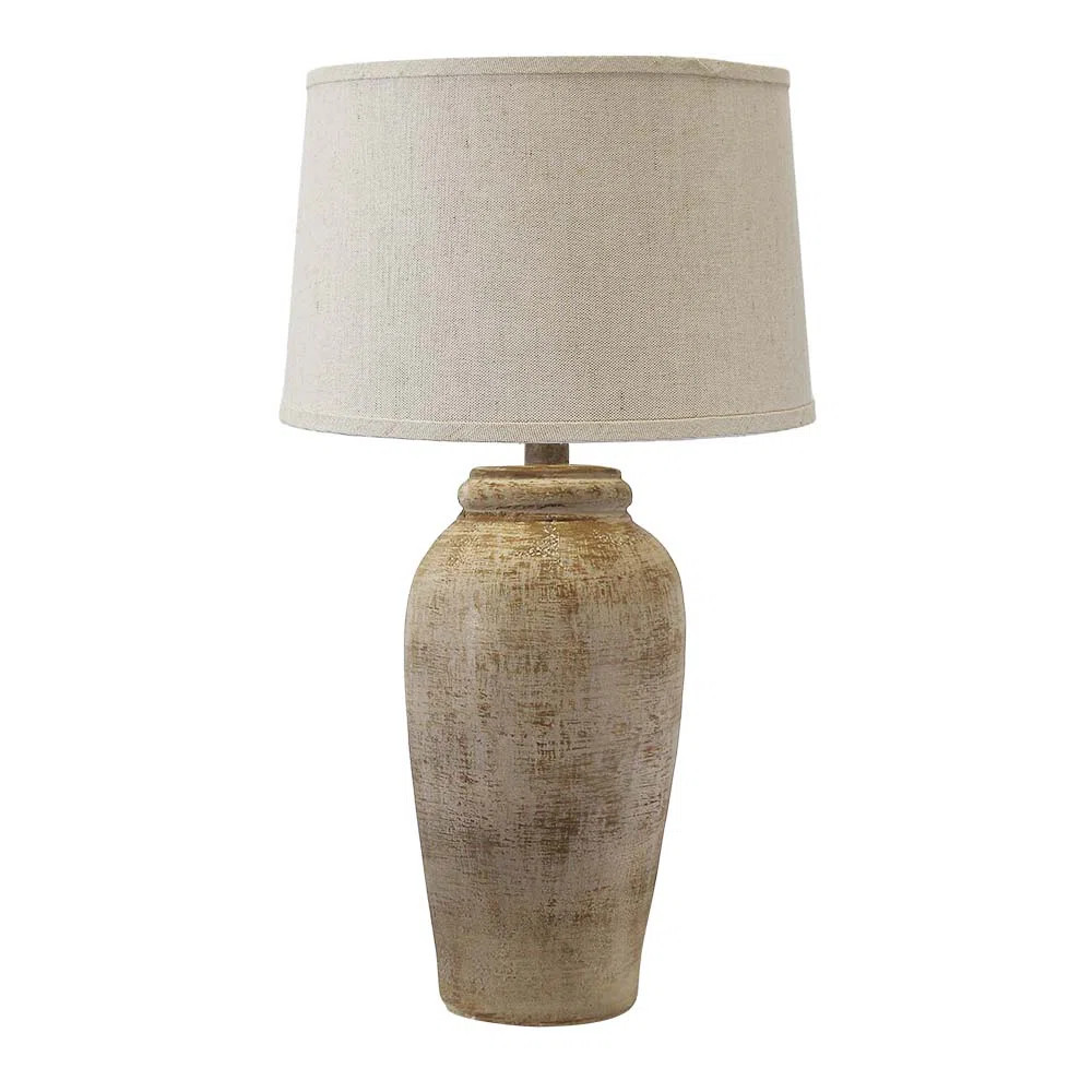 Kimbrough Handmade Cast Stone Table Lamp with Empire Shade, 30.5", Hydrocal Finish | Wayfair North America